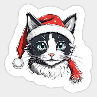 Cat in a Christmas hat Sticker